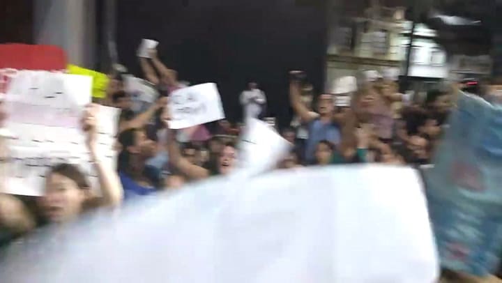 Manifestacion en contra el cierre de profesorados en la Feria del Libro
