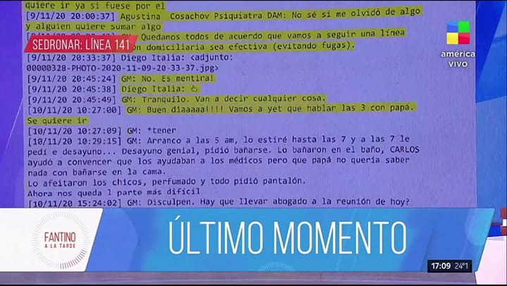 Fantino difundió nuevos chats de la familia y los médicos de Diego Maradona: “Qué irrespetuosos'