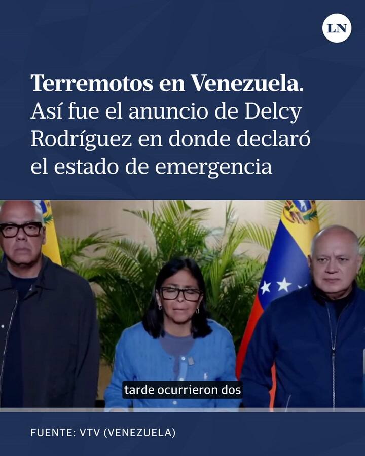 El mensaje de Delcy Rodríguez en cadena nacional, tras los terremotos en Venezuela
