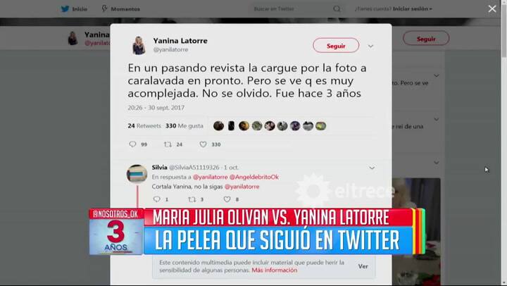 María Oliván se cruzó con Yanina Latorre