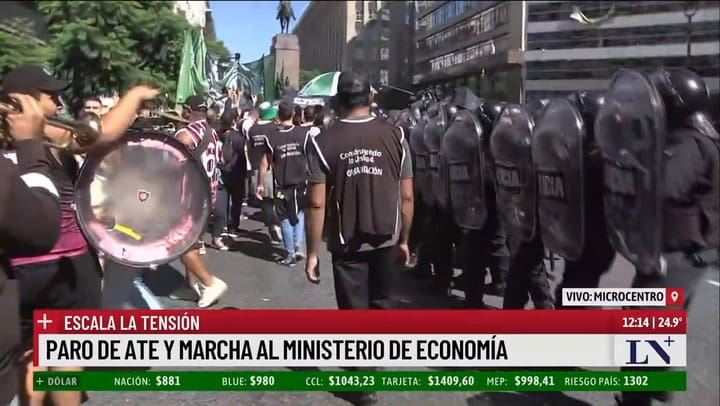 Ajuste en el Estado: paro de ATE, concentración y tensión en la calle