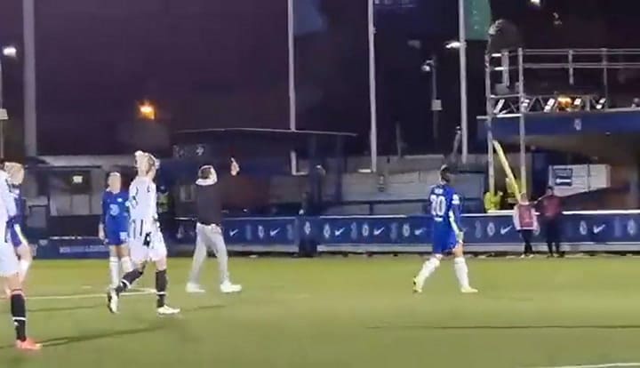 Derribó a un hincha por invadir el campo de juego y fue amonestada