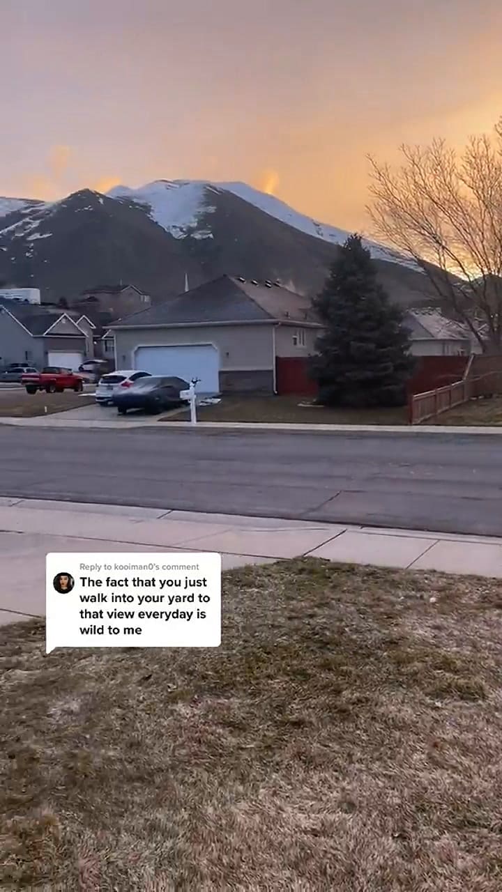 Una joven mostró la vista que tiene desde su jardín en su casa en Utah y asombró a sus seguidores