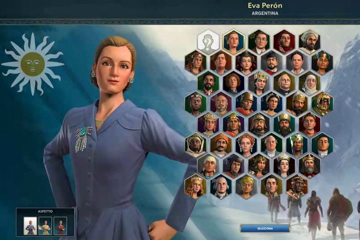 Eva Perón en el videojuego Ara History Untold