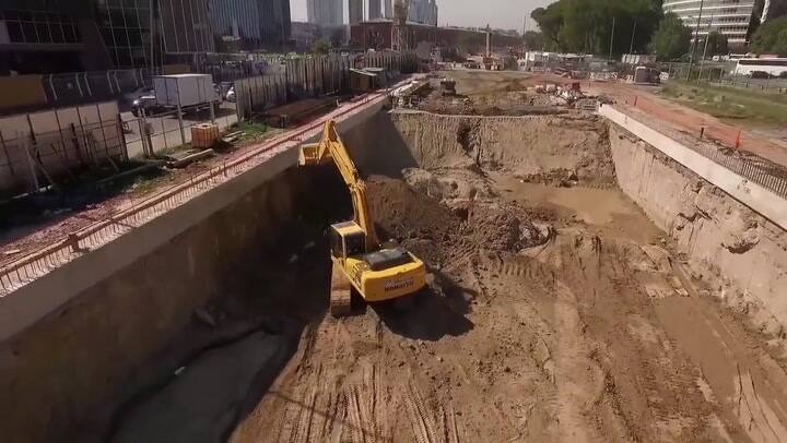 El avance de las obras del Paseo del Bajo vistas desde un drone
