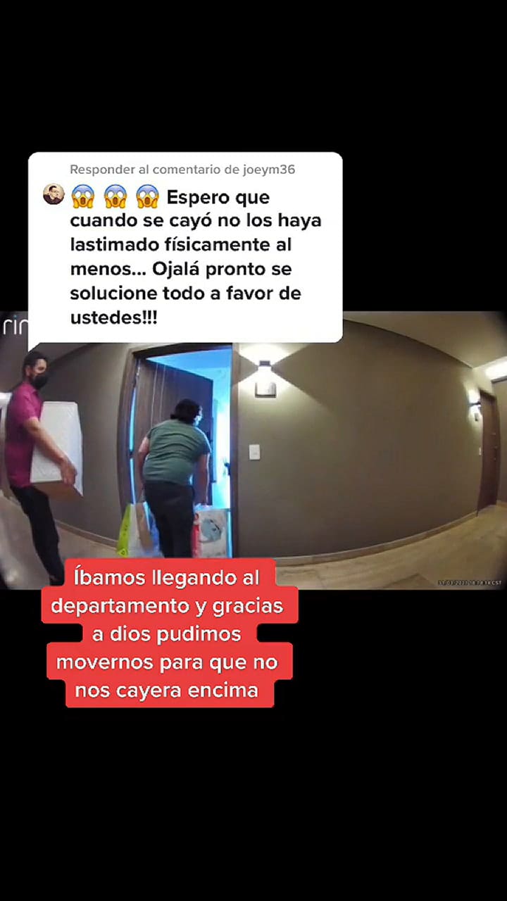 El momento en que se derrumbó el techo frente a sus ojos