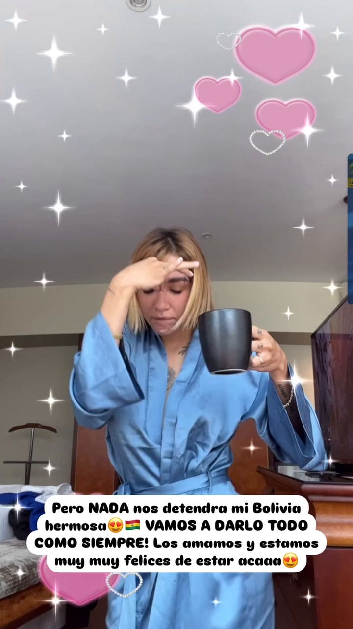 Maria Becerra antes de dar su concierto en Bolivia