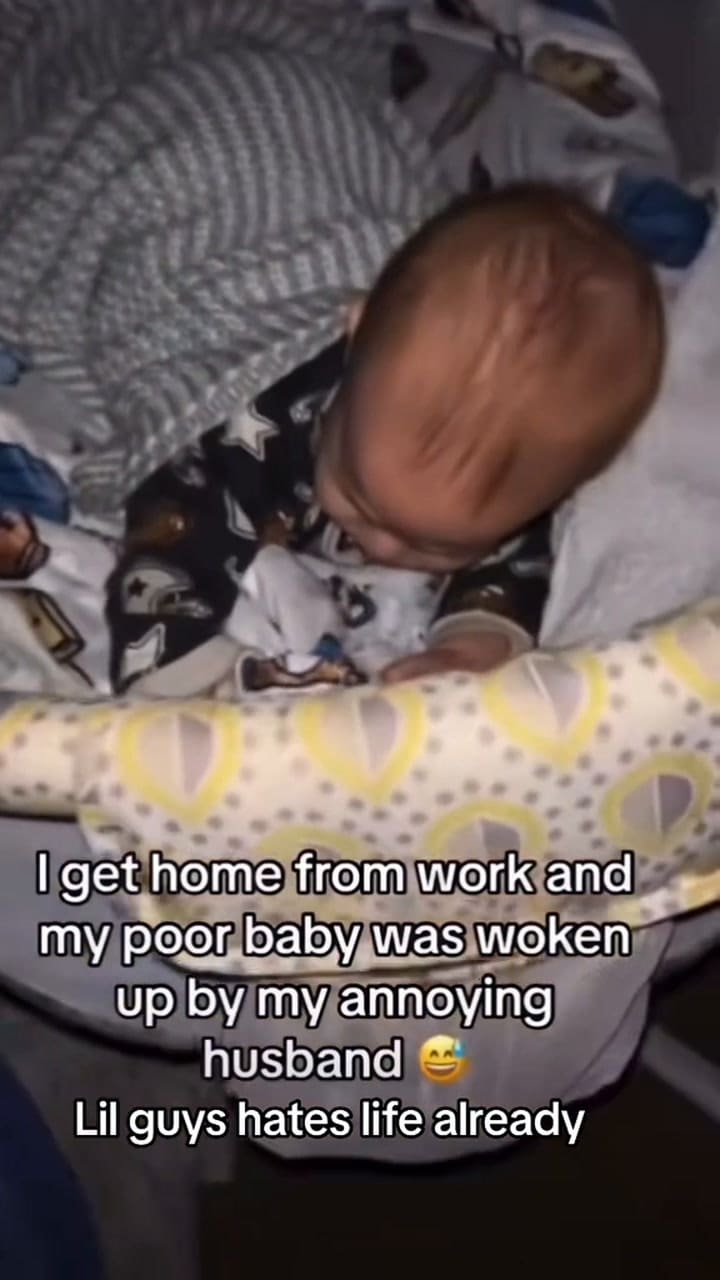 La reacción de un bebé ante los ronquidos de su papá se volvió viral en TikTok