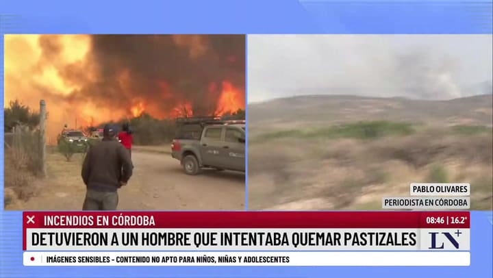 Incendios En Córdoba Detuvieron A Un Hombre Que Intentaba Quemar Pastizales