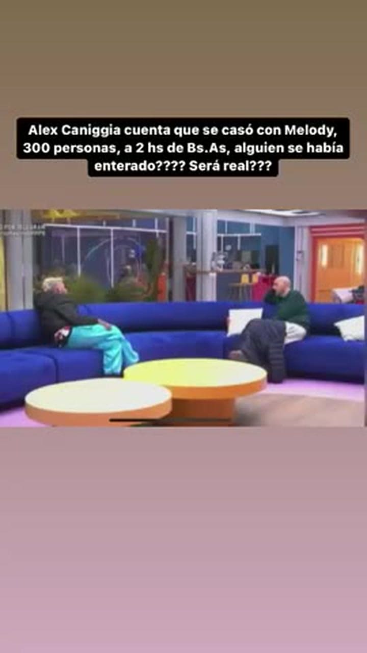 Alex Caniggia cuenta en GH VIP de España que se casó en secreto con Melody Luz