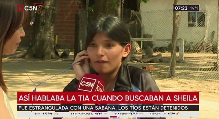 Asi hablaba la tía cuando buscaban a Sheila - Fuente: C5N