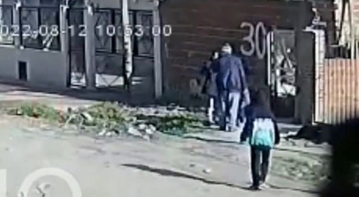 Así le pegó el hombre con un ladrillo en la cabeza