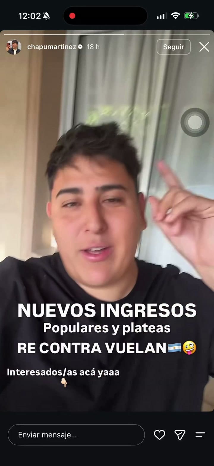 Chapu Martínez confirmó que tenía entradas para reventa en sus redes