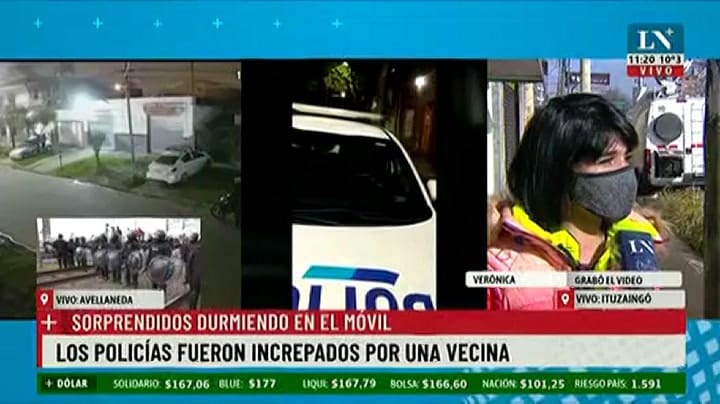 Filmó a una pareja de policías que dormía en un patrullero a metros de donde había un robo