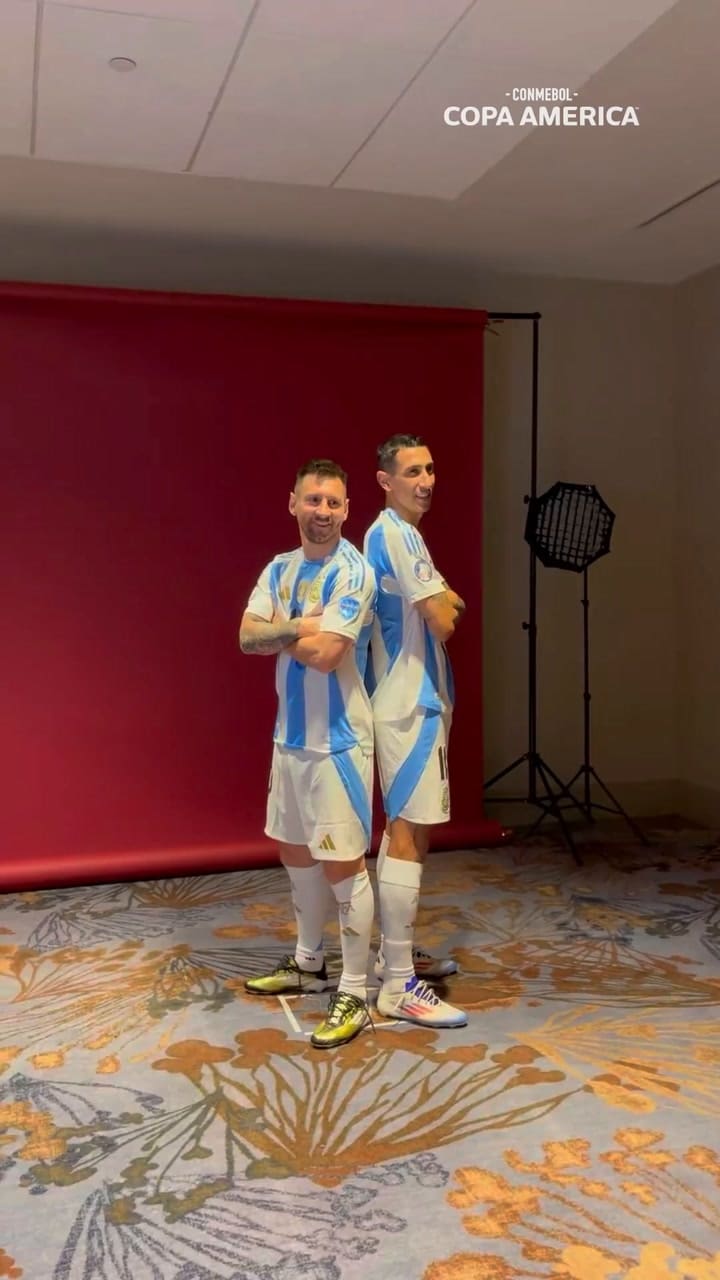 La última sesión de fotos de Messi y Di María con la albiceleste