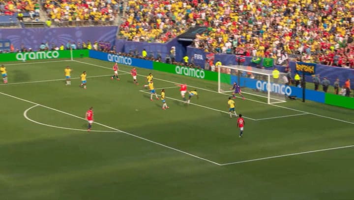 Primer gol de Noruega vs. Brasil