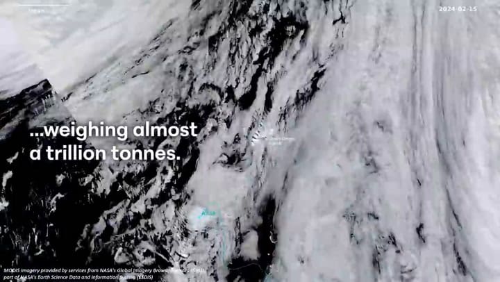 El iceberg más grande del mundo se desprendió y se dirige a aguas cálidas (YouTube British Antarctic Survey)