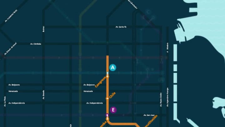 El recorrido de la línea F de subtes