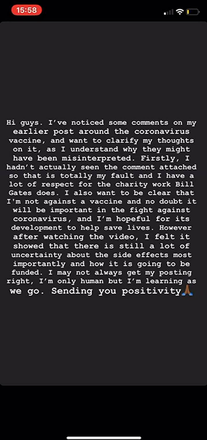 La disculpa de Hamilton en Instagram