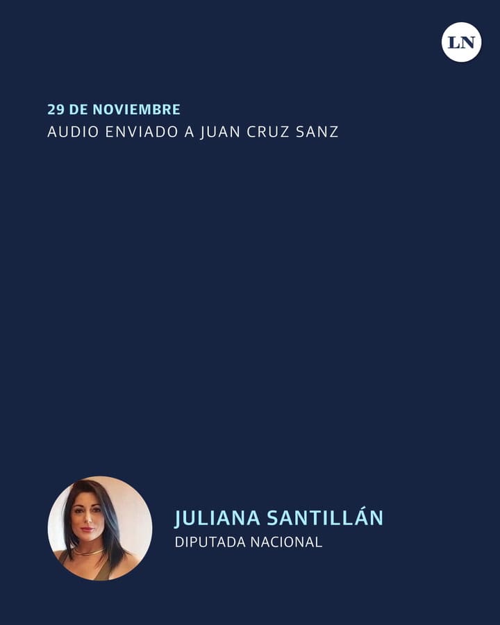 Parte del audio enviado por la diputada Juliana Santillán (LLA) a Juan Cruz Sanz