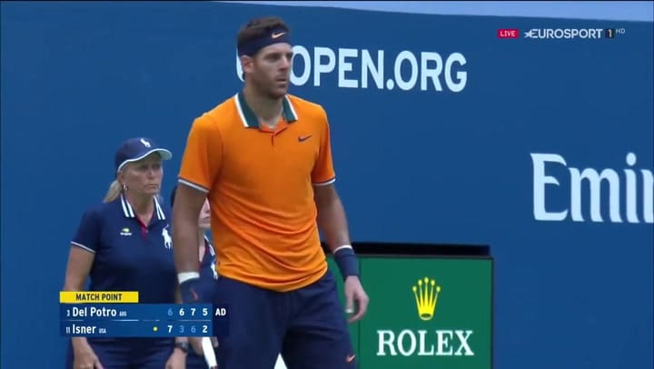 Así marcaba Del Potro el punto que le dio el pase a las semifinales del US Open - Fuente: YouTube