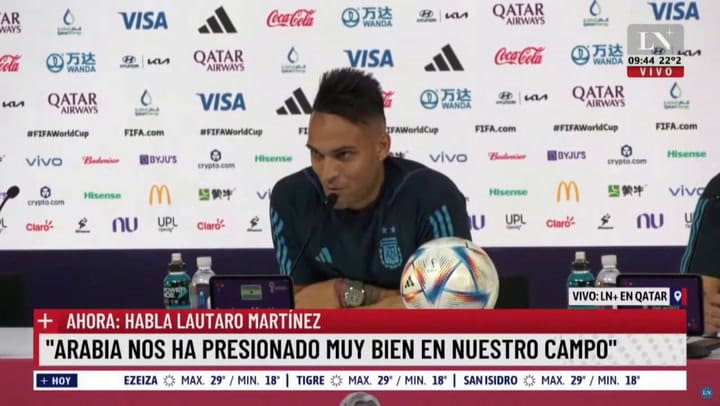 Lautaro Martínez en la conferencia de prensa brindada este viernes en Qatar