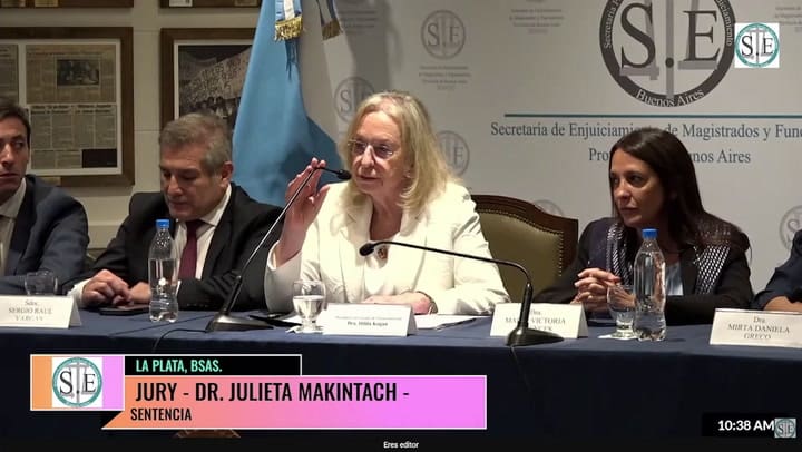 La lectura de la sentencia a la jueza Julieta Makintach