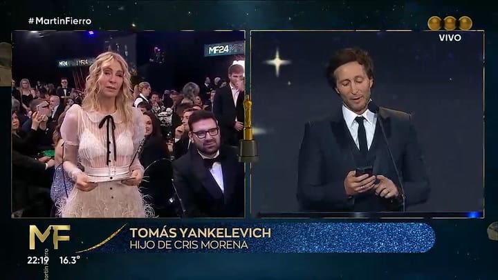 Cris Morena fue sorprendida por su hijo en los Martin Fierro