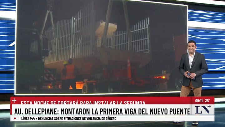 Au. Dellepiane: montaron la primera viga del nuevo puente
