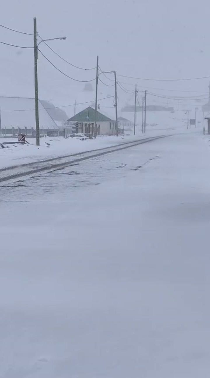 Un temporal cubrió de blanco la ruta internacional 7