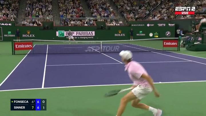 El pelotazo de Fonseca a Sinner en Indian Wells