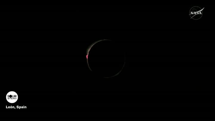 NASA mostró el momento de la totalidad del eclipse en León, España