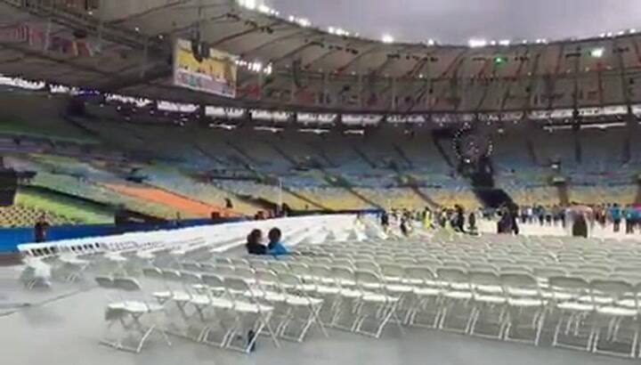 Ensayo general de la ceremonia de cierre, donde Paula Pareto será abanderada