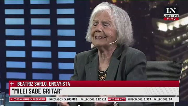 Beatriz Sarlo, sobre Victoria Tolosa Paz: “Es una cheta que dice malas palabras”