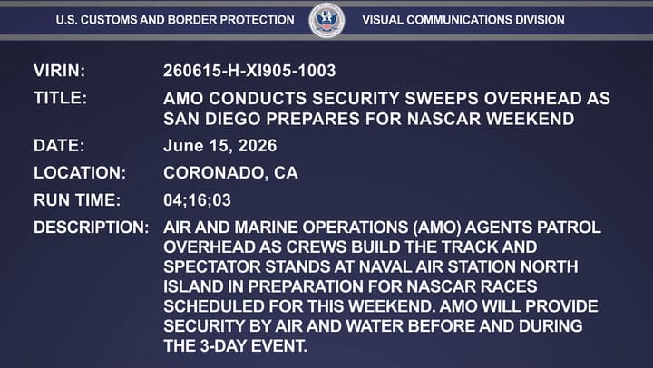 Los preparativos de la CBP para las competencias de Nascar en San Diego, California