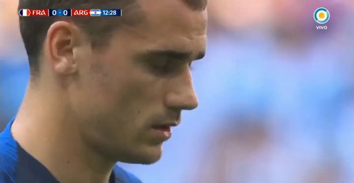 El penal de Griezmann que pone el 1 a 0 para Francia- Fuente: Televisión Pública