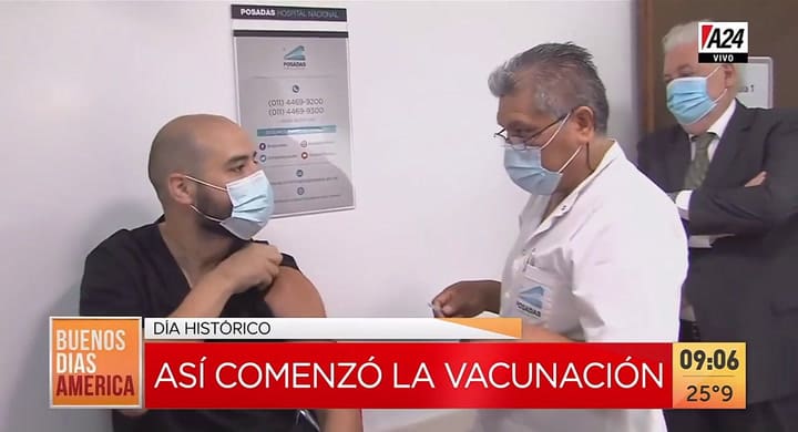 Ginés supervisó la vacunación - Fuente: A24