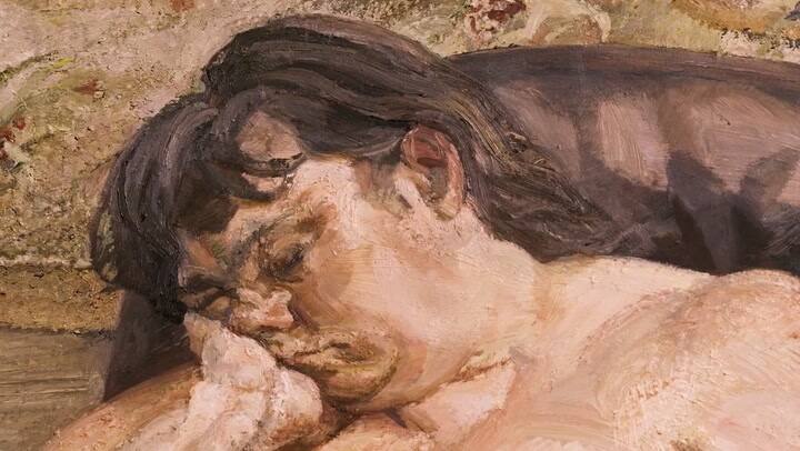 “Sleeping by the Lion Carpet”, de Lucien Freud