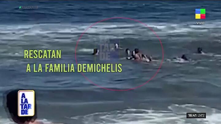 Martín Demichelis y sus hijos fueron arrastrados por la corriente y tuvieron que ser rescatados por los guardavidas