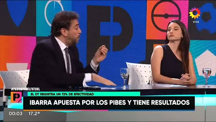 Pagani dibujó mientras hablaba Distasio y el conductor Sebastián Vignolo lo mostró al aire