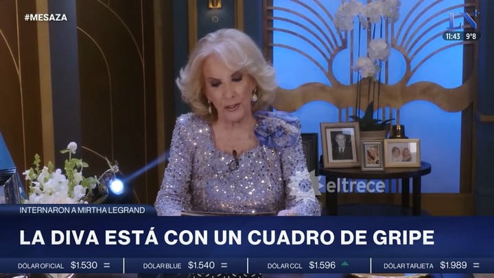Mirtha Legrand se encuentra internada