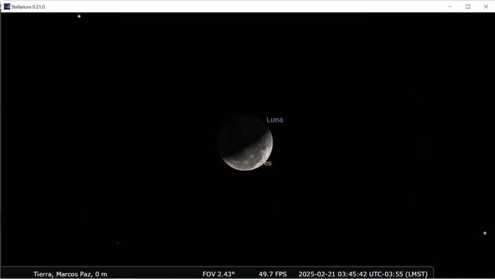 La luna ocultando a Antares