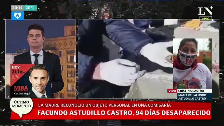Habló la mamá de Facundo Astudillo después del hallazgo en la comisaría