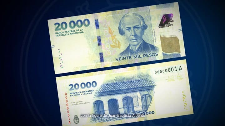 Nuevo billete de 20000 pesos