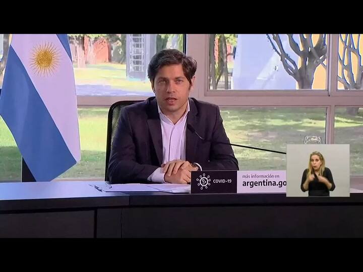 Axel Kicillof durante el anuncio de la extensión de la cuarentena