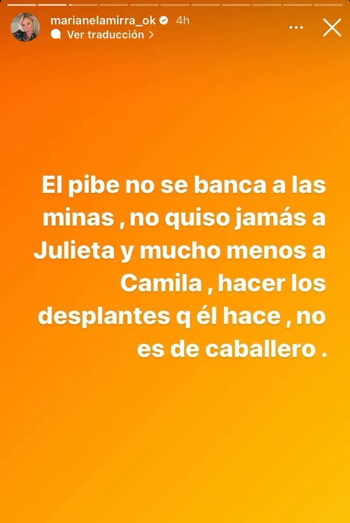 Marianela Mirra lanzó duros comentarios contra Marcos