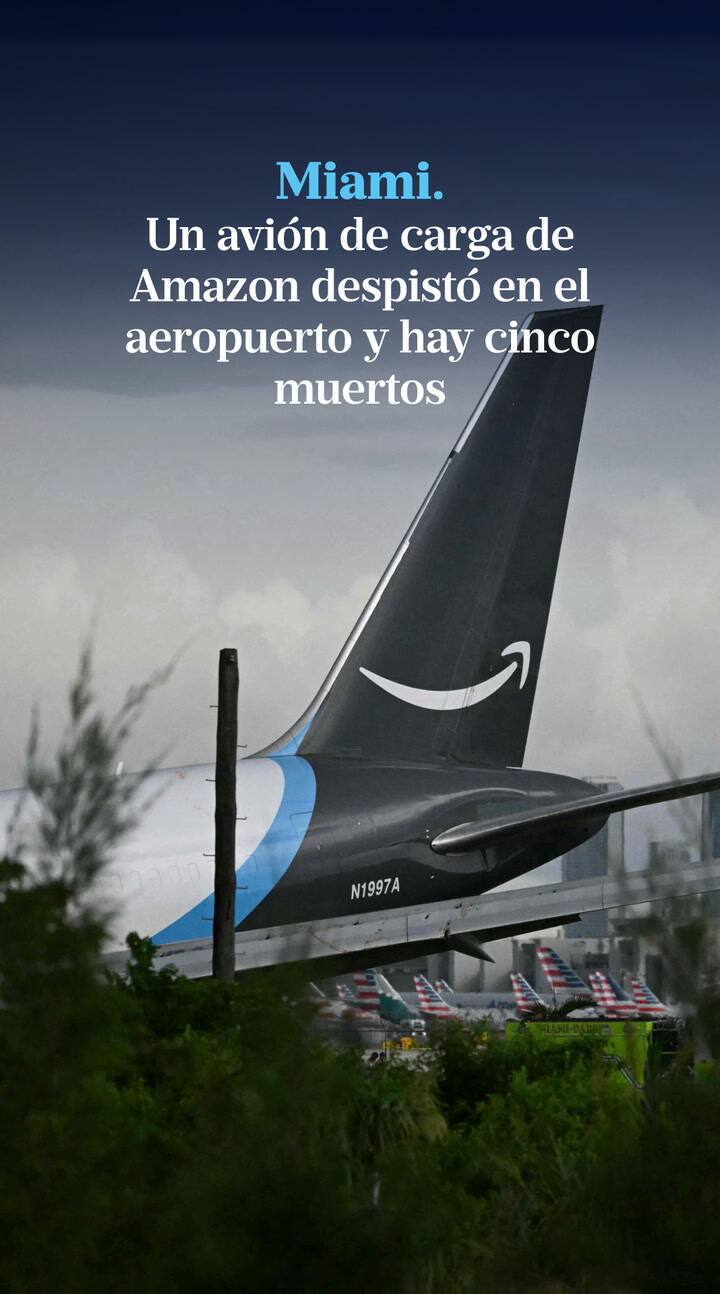 Miami. Un avión de carga de Amazon despistó en el aeropuerto y hay cinco muertos