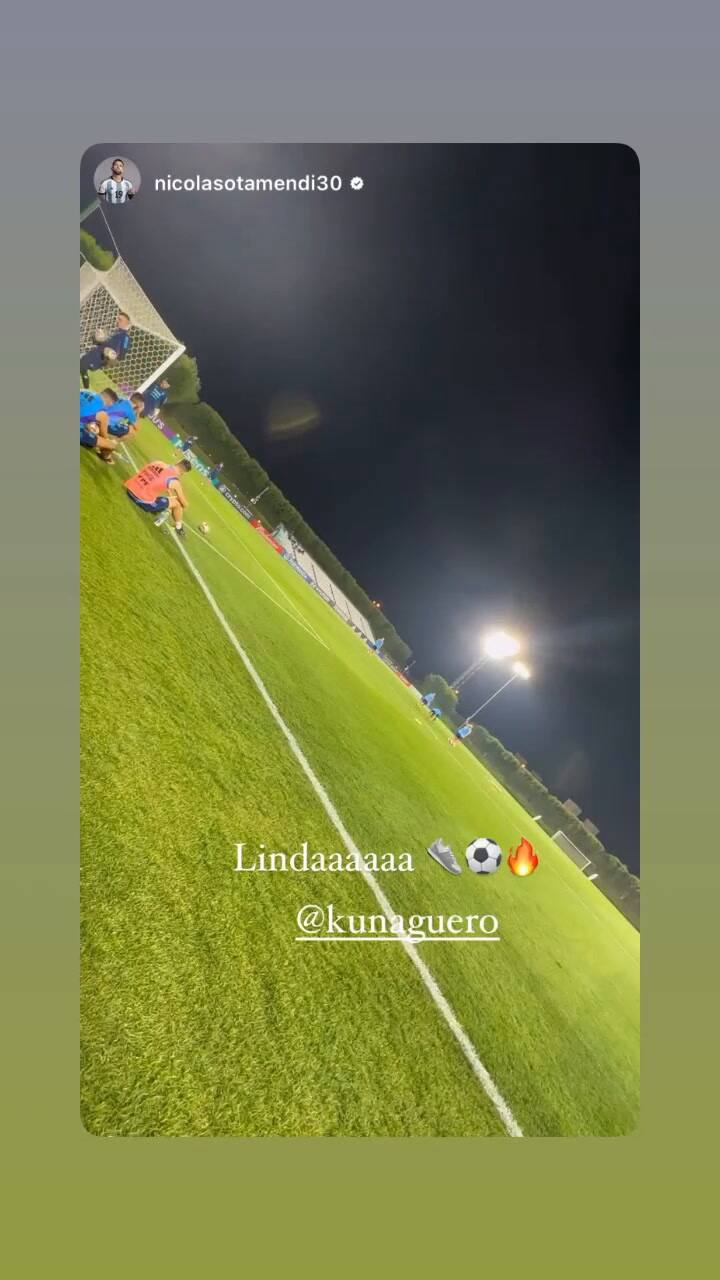 El Kun Aguero presenció un entrenamiento de la selección argentina