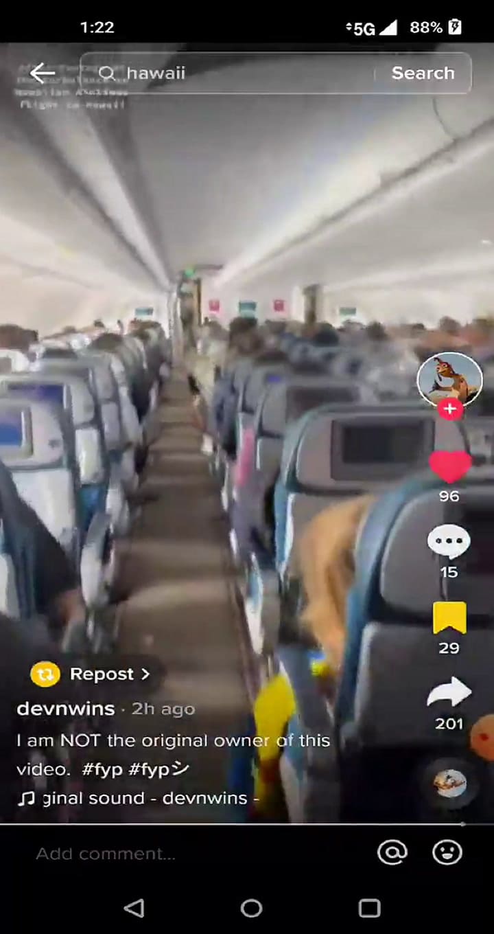 Según pasajeros, la turbulencia solo duró unos segundos