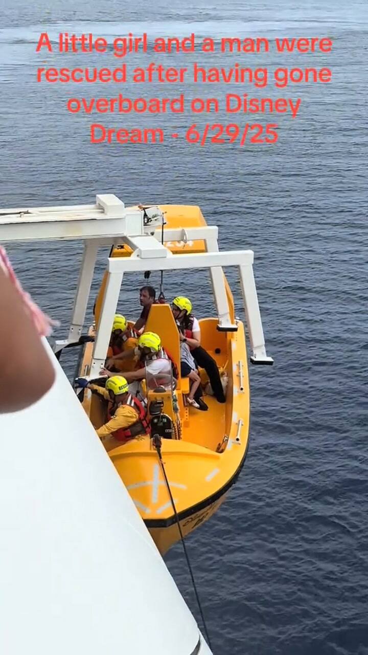 Padre e hija fueron salvados luego de caer al agua de un crucero